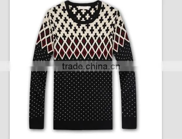 100% cotton geometric designs cheap men sweater