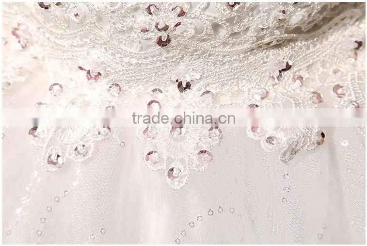 Sexy white shiny rhinestones beaded long train wedding dresses