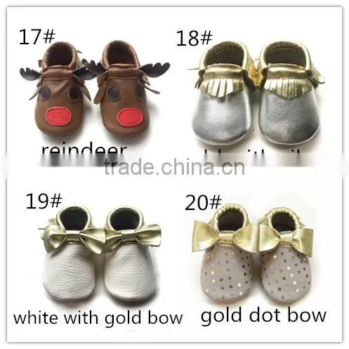 Most Hot selling baby genuine leather fringe moccasins soft leather moccs baby booties toddler shoes moccasins