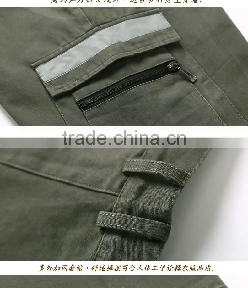 Juqian 2016 worker's garment green nylon breathable cheap multi pocket work pant