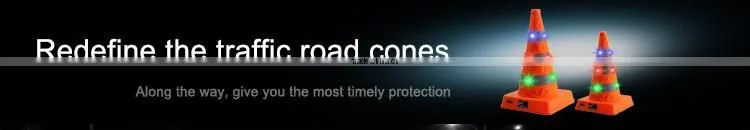 road safety traffic parking cones with flashing LED lights