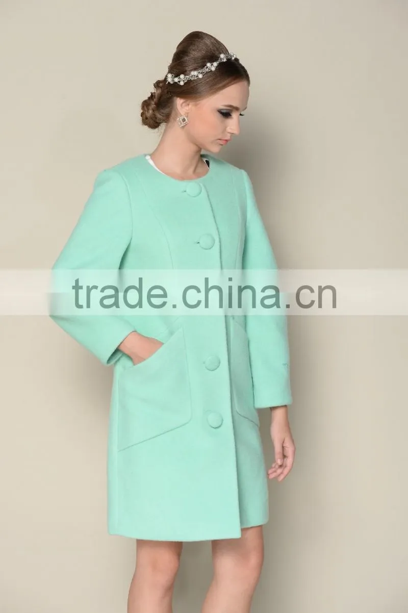long style elegant plain red and green ladies fashion winter coat factory