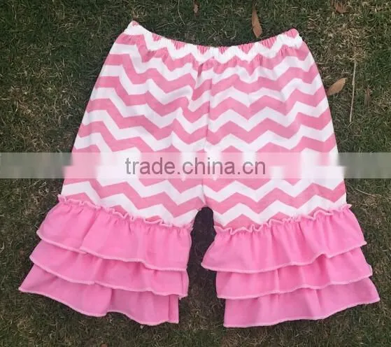 100% Cotton Pants with Triple Ruffles Bottom for Baby Girls Pants Knit Ruffle Wholesale Kids Clothes