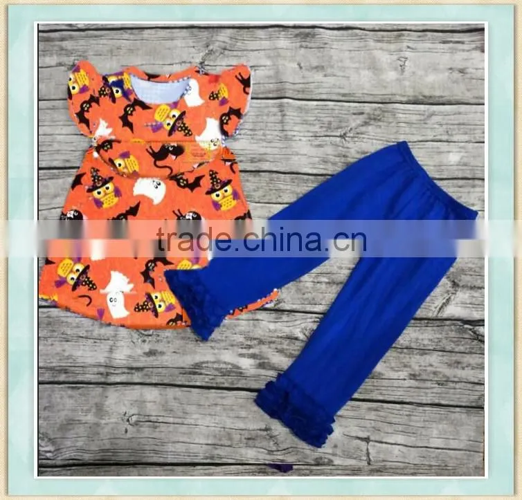 wholesale children's boutique clothing pumpkin picture print baby girl outfit halloween clothes