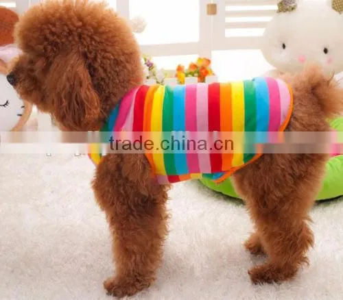 wholesale Rainbow Stripe Pet Shirt Dog Clothes Puppy Cat Apparel Costume Clothing Summer