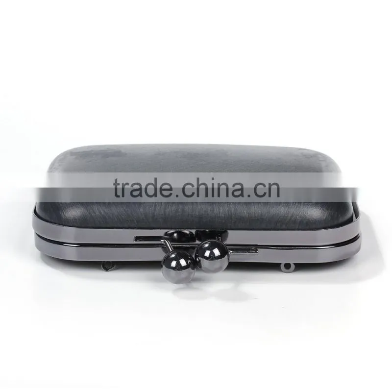 Iron Based Alloy Kiss Clasp Purse Frame Ball Gunmetal Rectangle 15.5cm(6 1/8") x 13.3cm(5 2/8"), 1 Piece