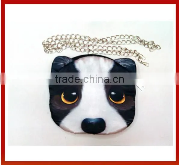 Wholesale 3D Animal Cat Face Chain Shoulder Bag/3D Cat Face Printing Knapsacks/ 3D Animals Handbags For Women