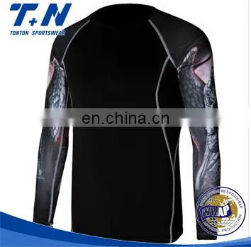 custom printed sublimated black mens rash guards