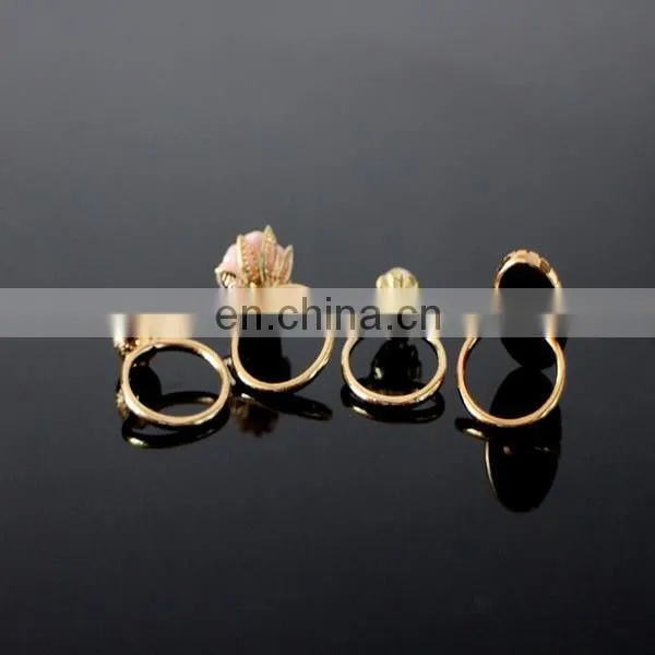 Fashion flower and pearl enamel knuckle ring set gift jewelry