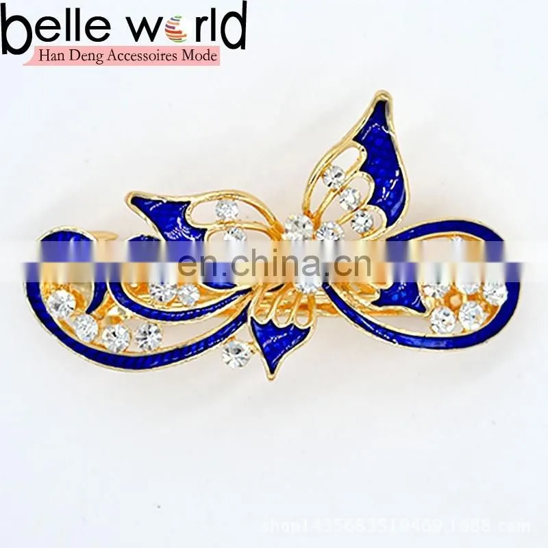 New Designs Butterfly Rhinestone French Hair Barrette Clips