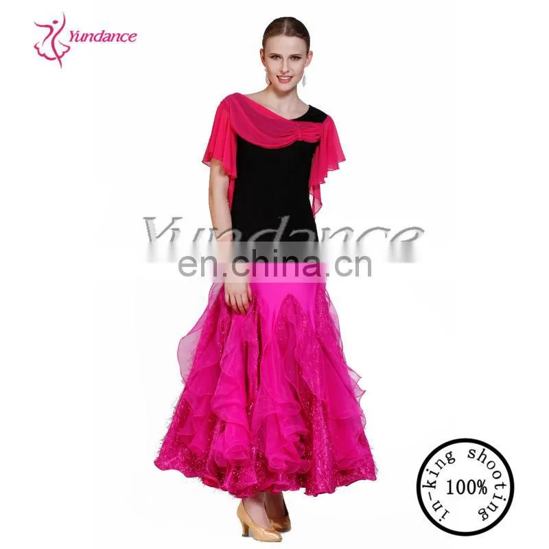AB037B Feather Ballroom Dance Skirts Rose Pink