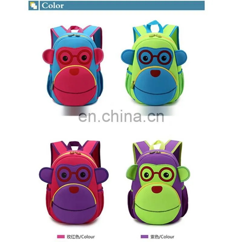 2017 Fashion Design Monkey Cartoon kids backpack for wholesale