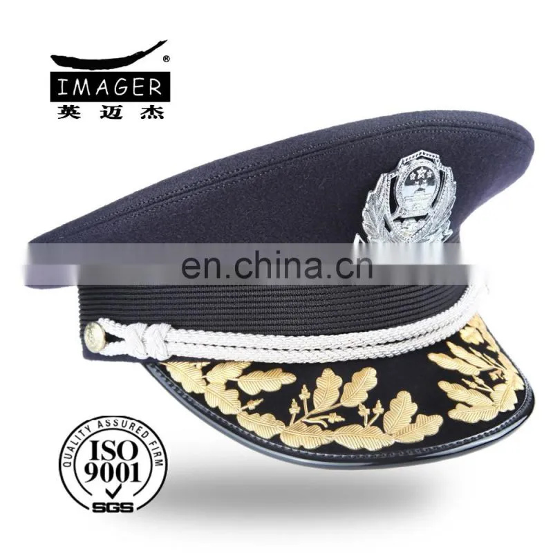 Fitted golden metal embroidery salute band standard-bearer hat