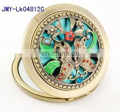 3D hollow decoration antique metal make-up mirror