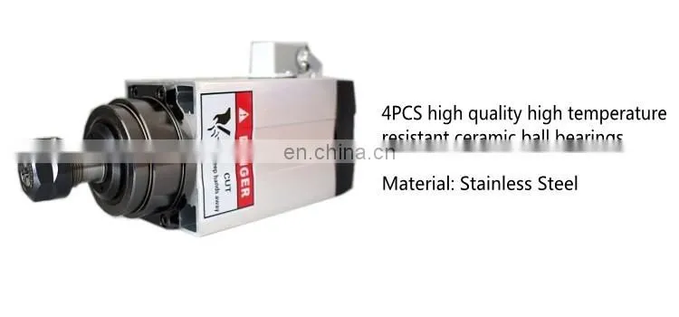 HONGJUN 220V 4 Ceramic bearing Square 2.2kw Air cooled spindle motor ER20 runout-off 0.01mm CNC Engraving milling grind