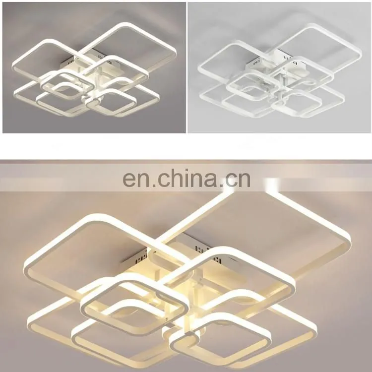 Creative square personality led ceiling light for living room