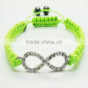 Diamante 8 shape silver color alloy pink wire woven Bracelet