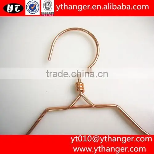 YY0214 hot selling thick copper metal clothes hanger metal wire shirt hanger