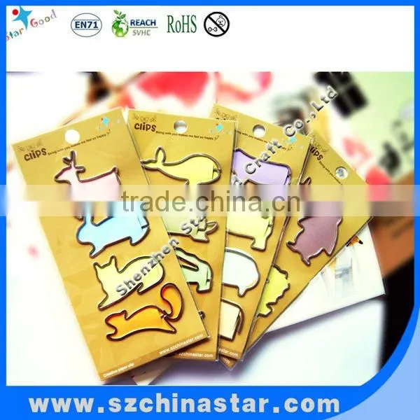 Kind of animal shaped paper clips in printing card and opp bag