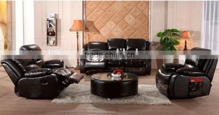 Hot Sale Black Leather Living Room Furniture Relaxing Sofa