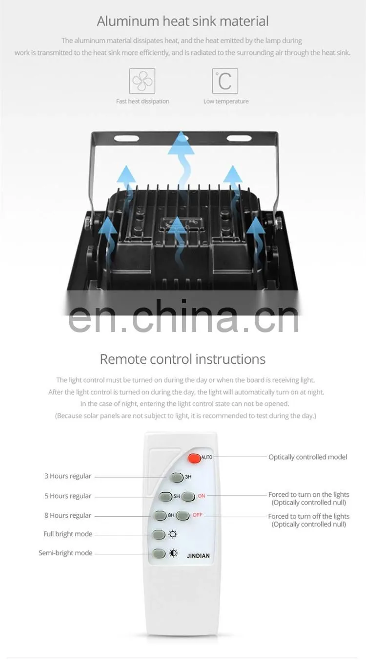 Remote Control Solar Garden Projector Lamp 40W 60W 200W 100W Solar LED Flood Light