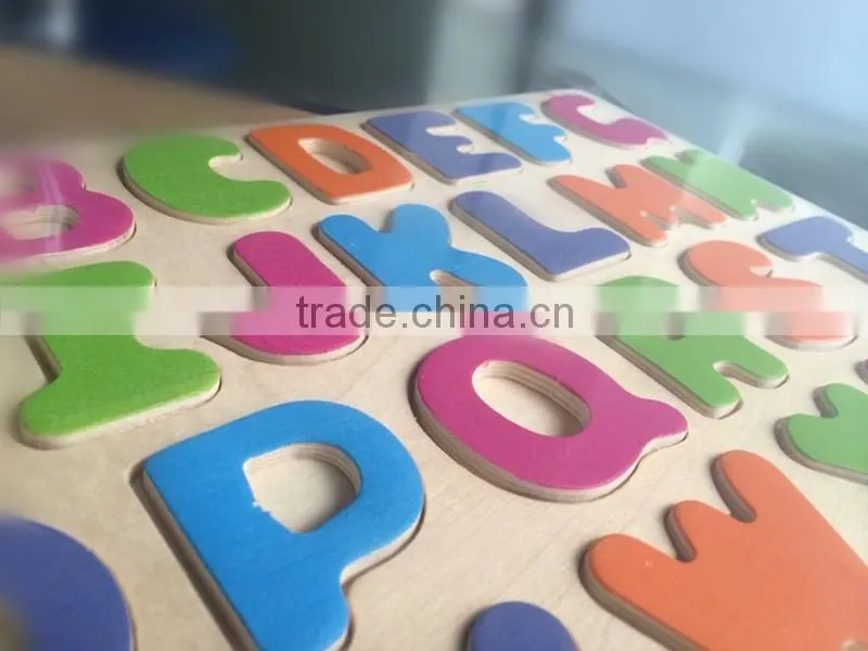 2015 popular letters puzzle games for little Child Natural wood educational puzzle