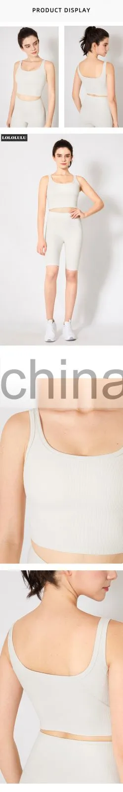 Eco Yoga Bra 2021 Ribbed Square Back Yoga Sports Bra Wear Gym Clothing Womens Fitness Top