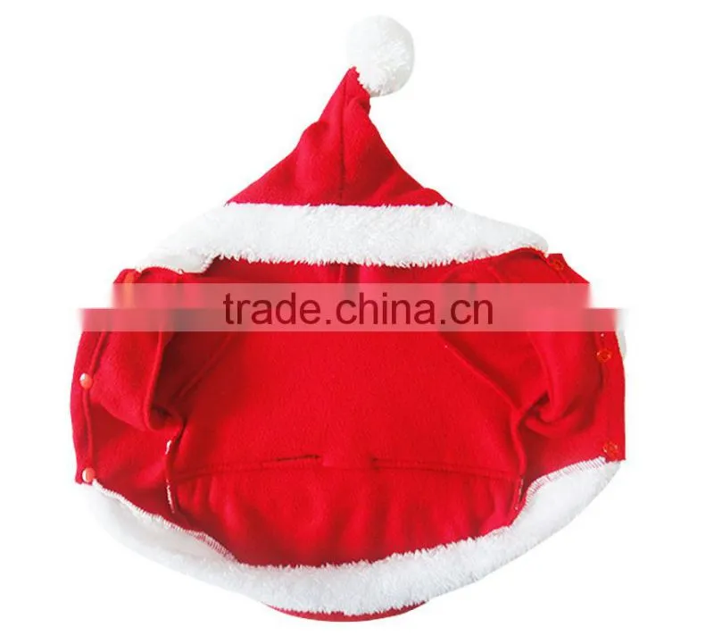 Red christmas clothes with hat for pet dog wear dog clothes