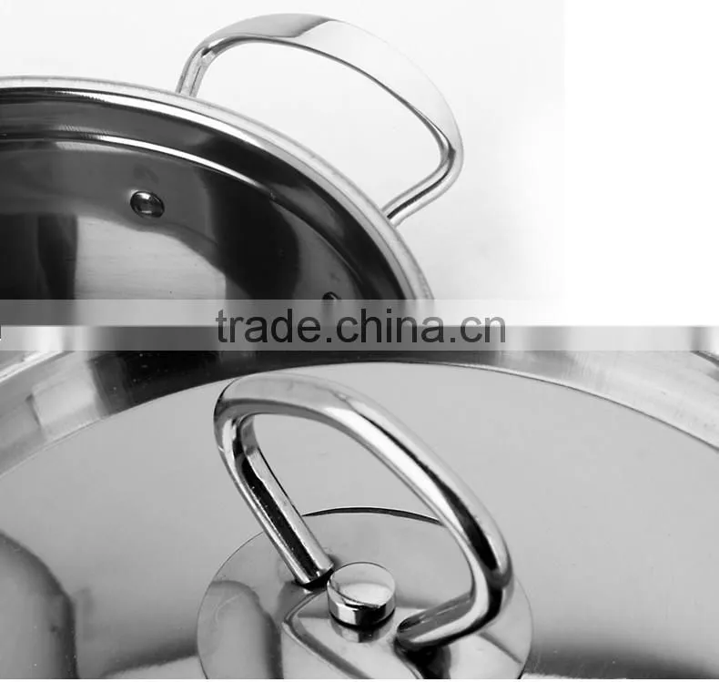 caitang stainless steel capsule bottom soup pot with glass lid/ kitchen cooking utensils sets
