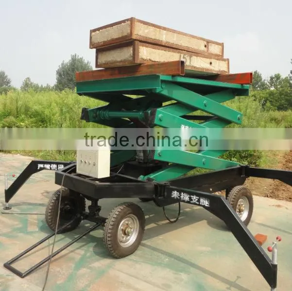 four wheels mobile /battery powered /outdoor scissor lift platform