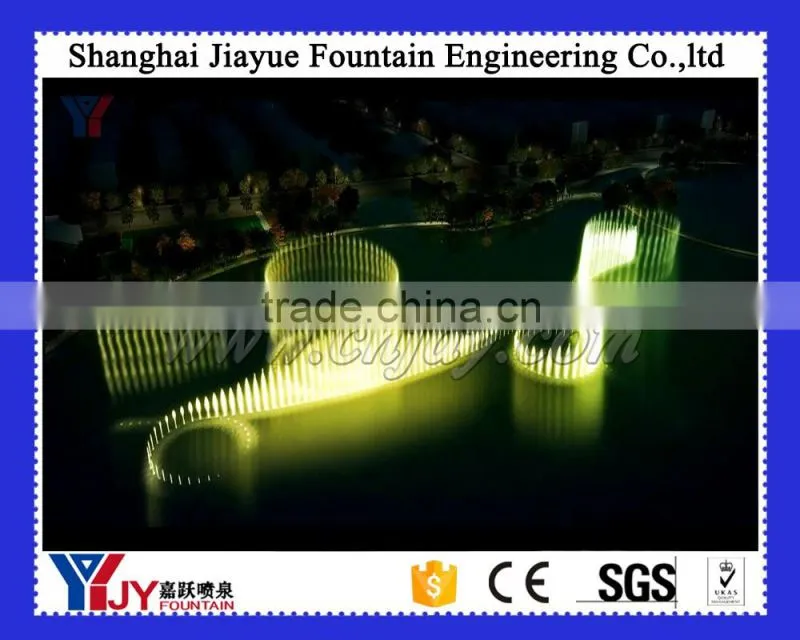 Outdoor large scale gas explosion fountain project with music and led light in the lake
