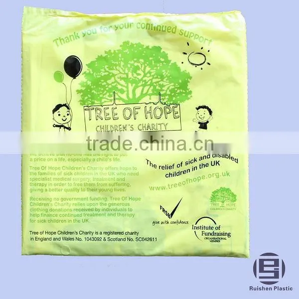 Biodegradable PE Plastic Charity Bag With Printing For Collection