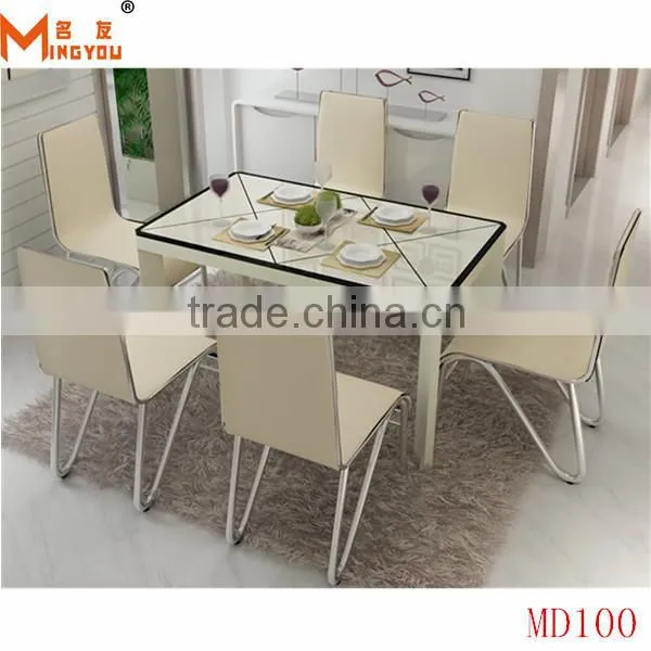 modern metal glass dining table set made in china