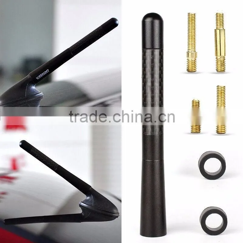 High Quality 4.72inch Universal Short Aluminum Auto Car Radio AM FM Carbon Fiber Antenna Replacement Screw Color Black