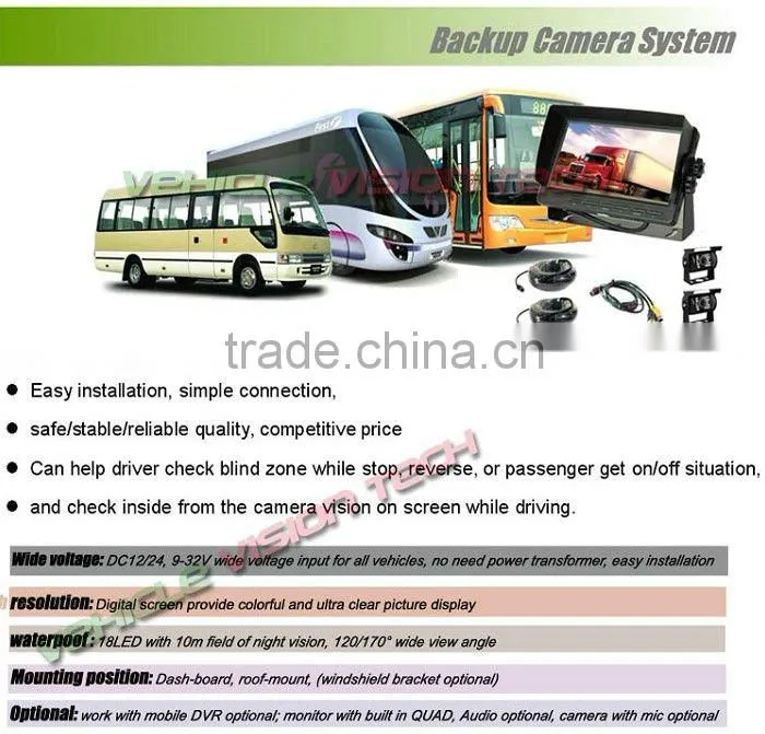 RV-7011V four camera monitor system with 7inch TFT LCD monitor, HD night vision camera