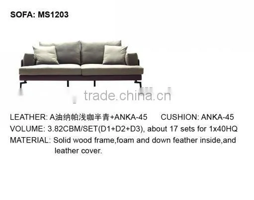 2015 Modern Design new l shaped sofa Top Grain Leather furniture living room MS1203