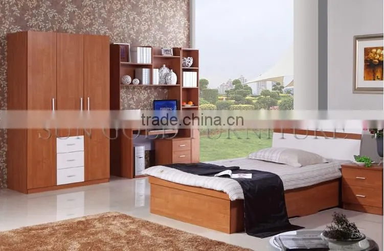 luxury turkey bedroom set wood double bed designs(SZ-BT005)