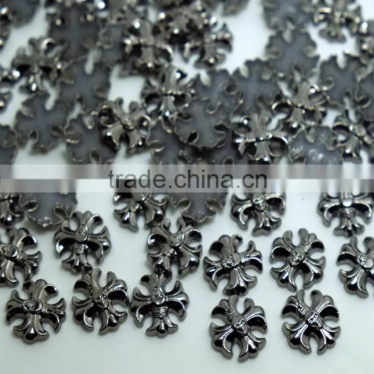 New Style Hotfix Alloy Cross with Skull Head Convex, Gold, Antique Brass, Black Nickel, Hotfix Zinc Alloy Studs for clothing
