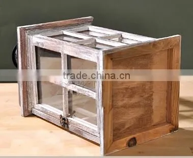 small house lighted table centerpieces,hanging glass candle lanterns,Outdoor Decor Wood Lantern With Metal Top
