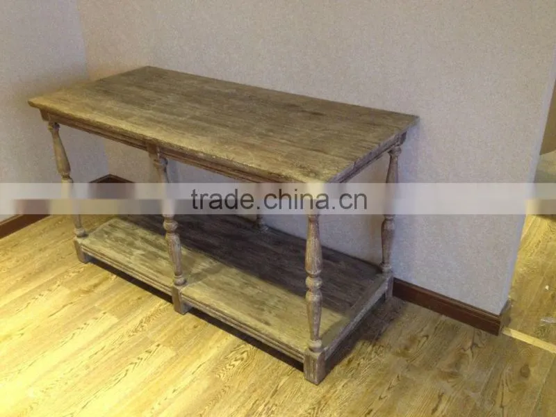 Retro French Style Antique Solid Oak Wooden Wall Console Table