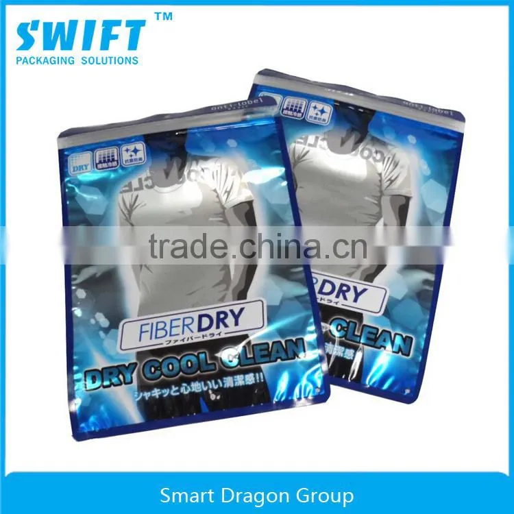 Custom Printed Garment/UNDERWEAR Laminated Zip Plastic Poly Bag With Hanger