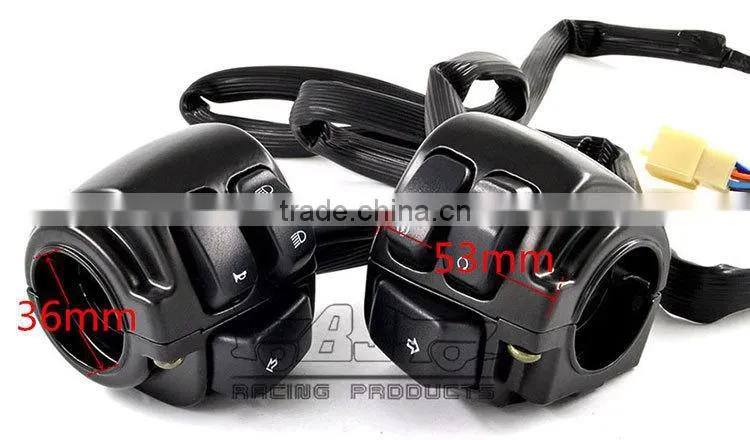 BJ-SW-005 Black Motorcycle Control Switches 1" Handlebar 29" Wire Harness for Harley