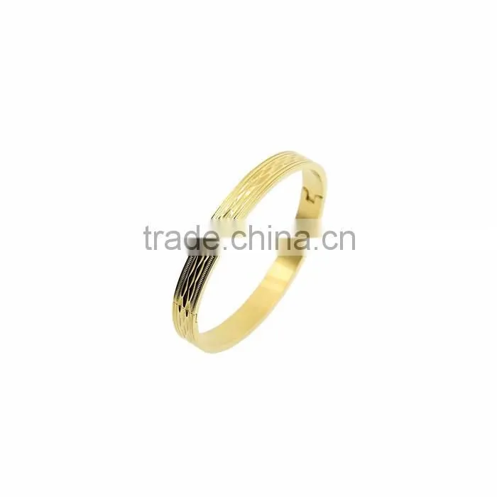 Stainless steel bangle simple round gold plated diamond dust bangle jewelry