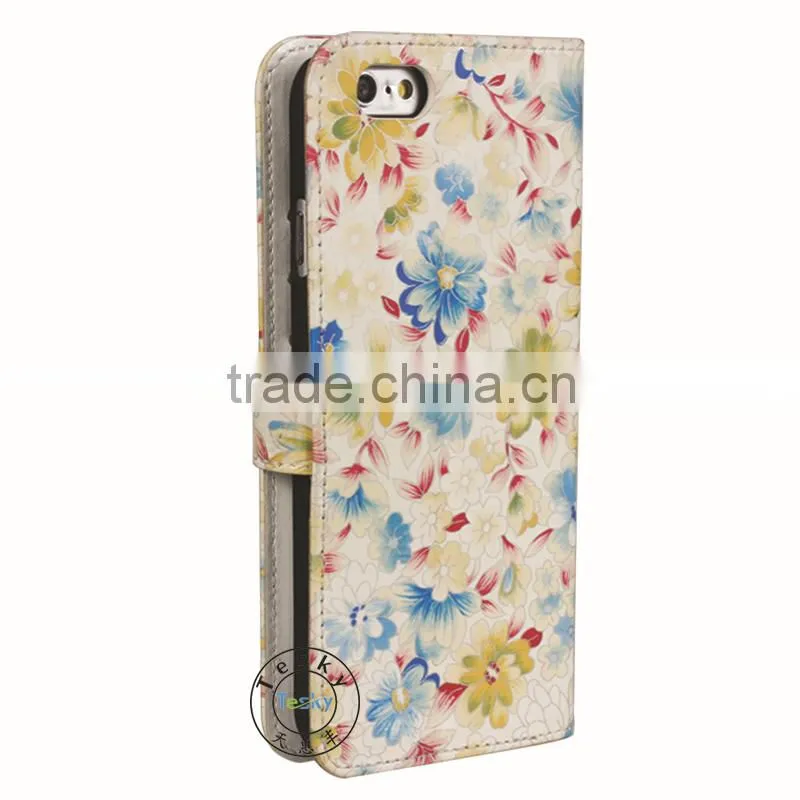 high quality wallet case for iPhone6,for iPhone6 flower case