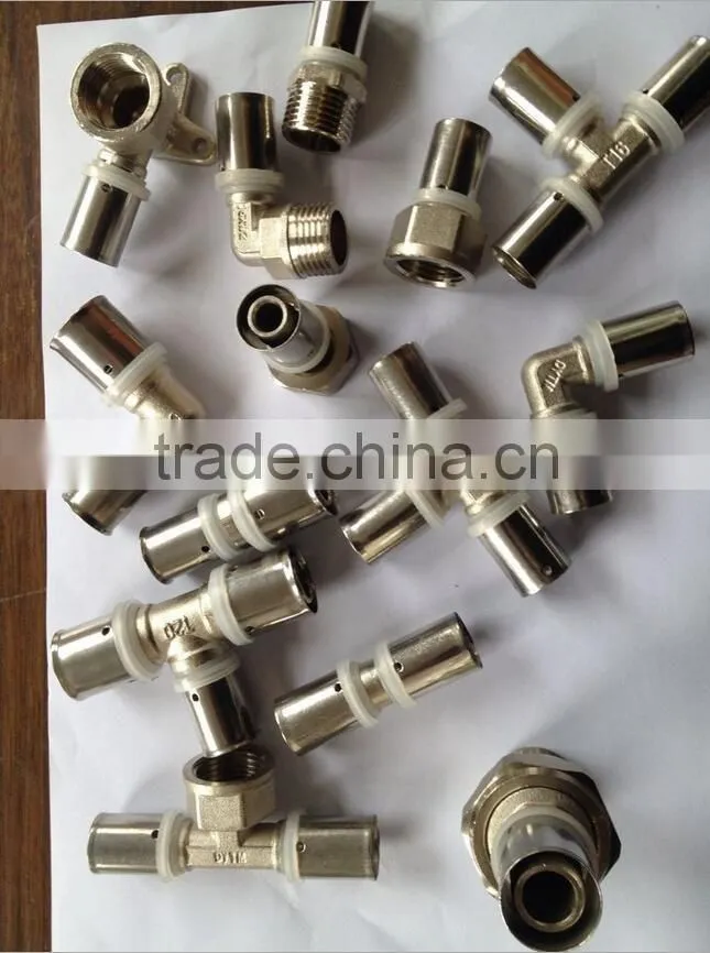 yellow gas pipe brass press fittings union and elbow/PE pipe brass fittings