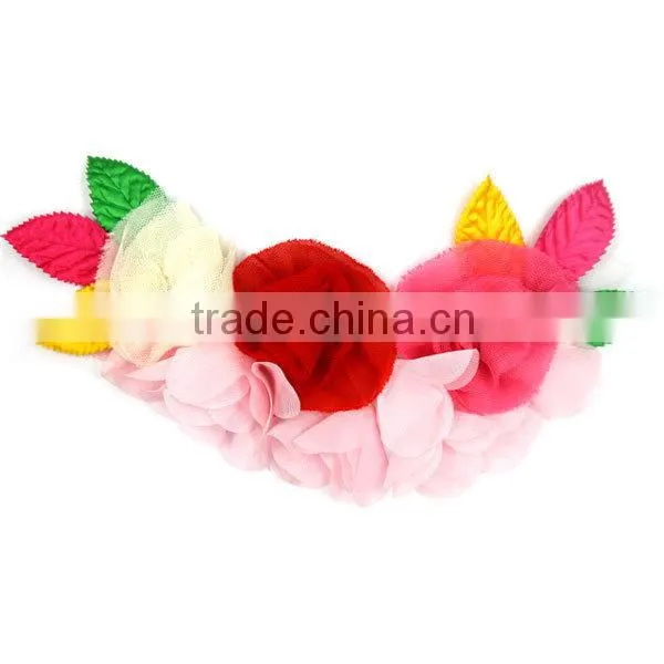 Fashion sewing colorful fabric flower applique in patch for girl petticoat SDYX013