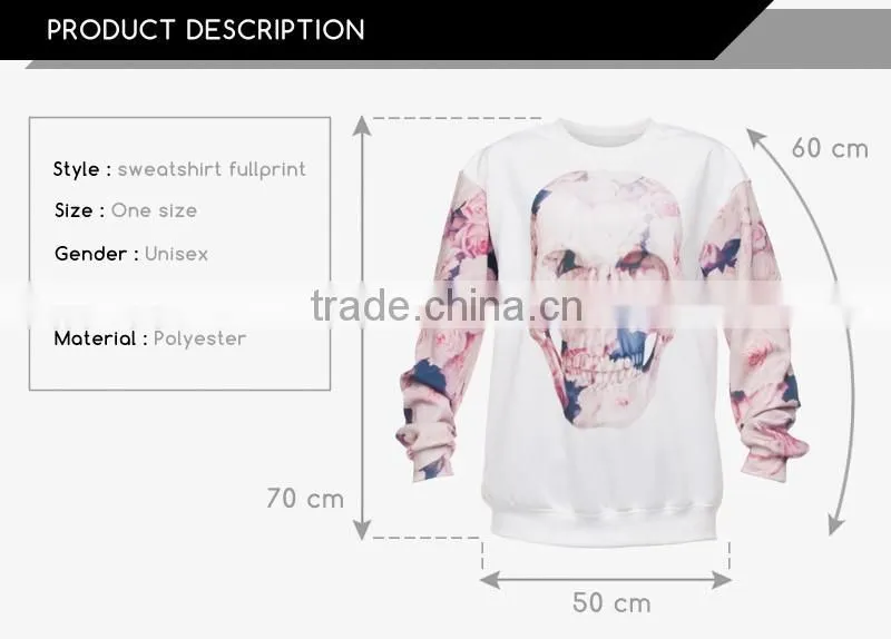 custom blank sweatshi skull roses 3d digital print fullprint crewneck sweatshirt spring autumn unisex custom oversized pullover