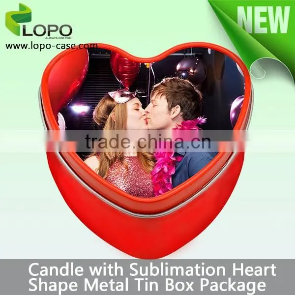 Heart shaped Sublimation Customed Metal Tin candle holder for lovers