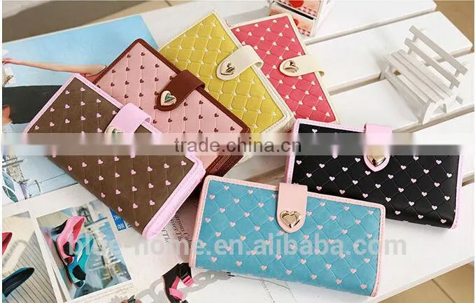 Latest heart design long hasp ladies purse Good quality Showing elegance