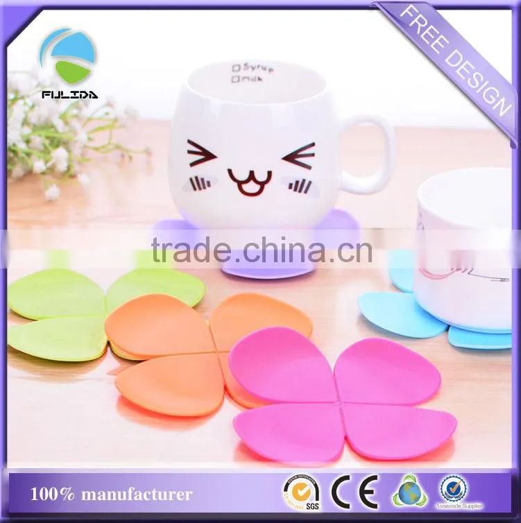 buy creative fashion flowers Four petals rubber heat resisting mug mat